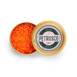 Load image into Gallery viewer, Petrusco Caviar emerald and gold tin partially displaying natural woodsmoke rainbow trout roe hors d'oeuvres