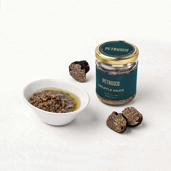 Petrusco Truffle Sauce in jar and dish